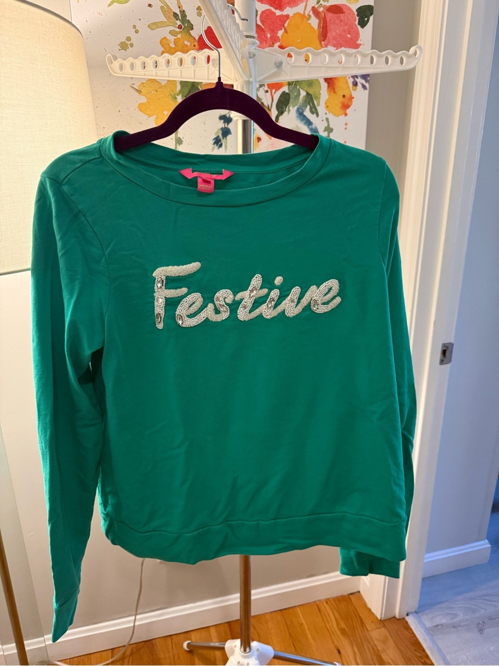 Lilly Pulitzer Green 'Festive' Sequin Script Sweatshirt